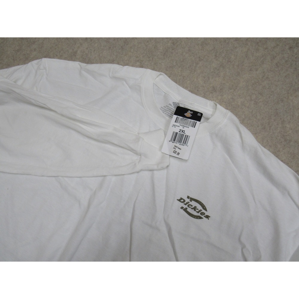 Dickies Craft Mens White Long Sleeve Graphic T-Shirt 2XL A85TWWH NWT